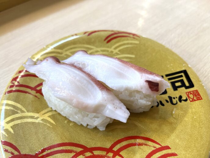 回転寿司「寿司めいじん」の寿司（たこ）